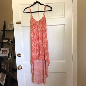 Patterned muted orange high low dress